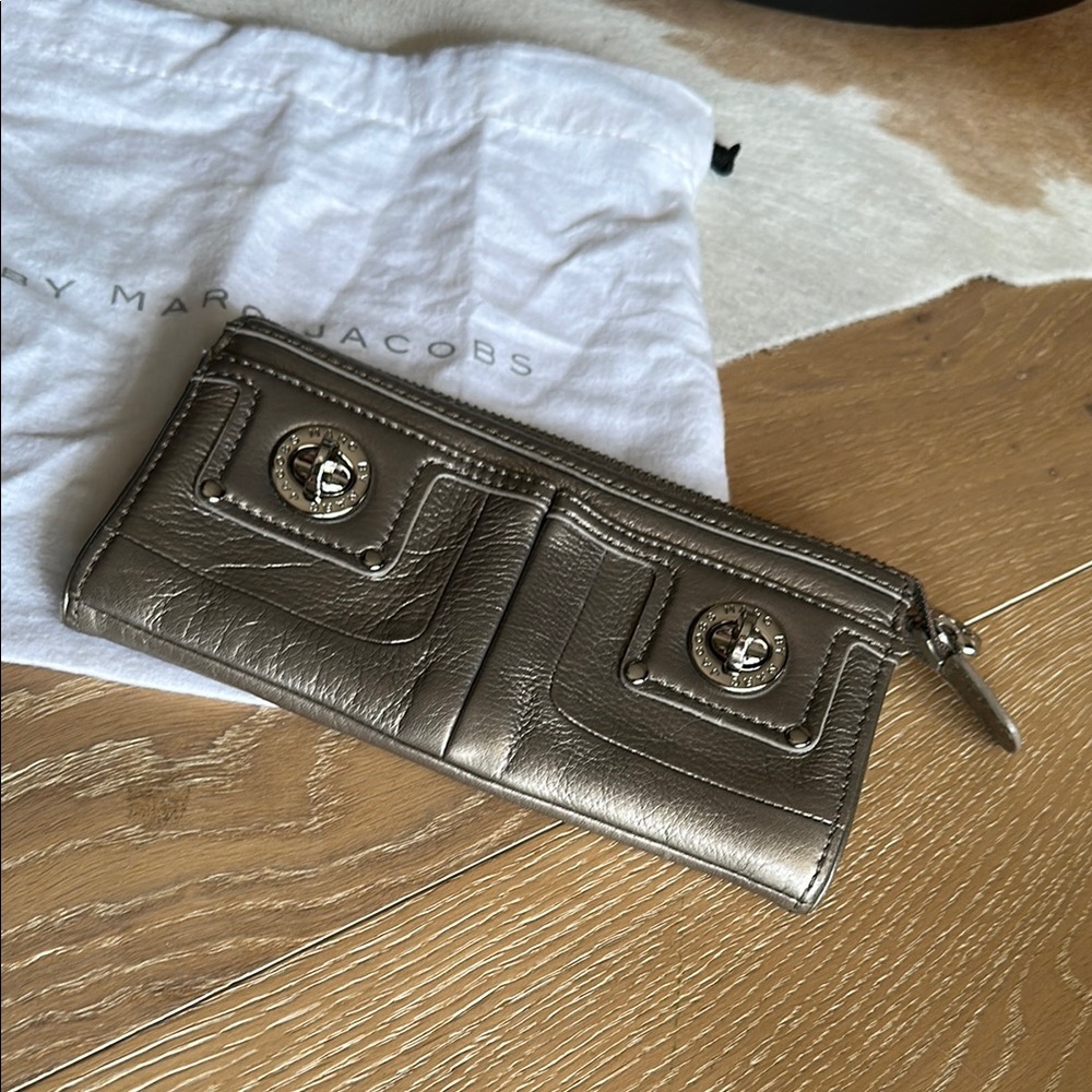 Marc by Marc Jacobs Double Turn Lock Metallic Leather Wallet